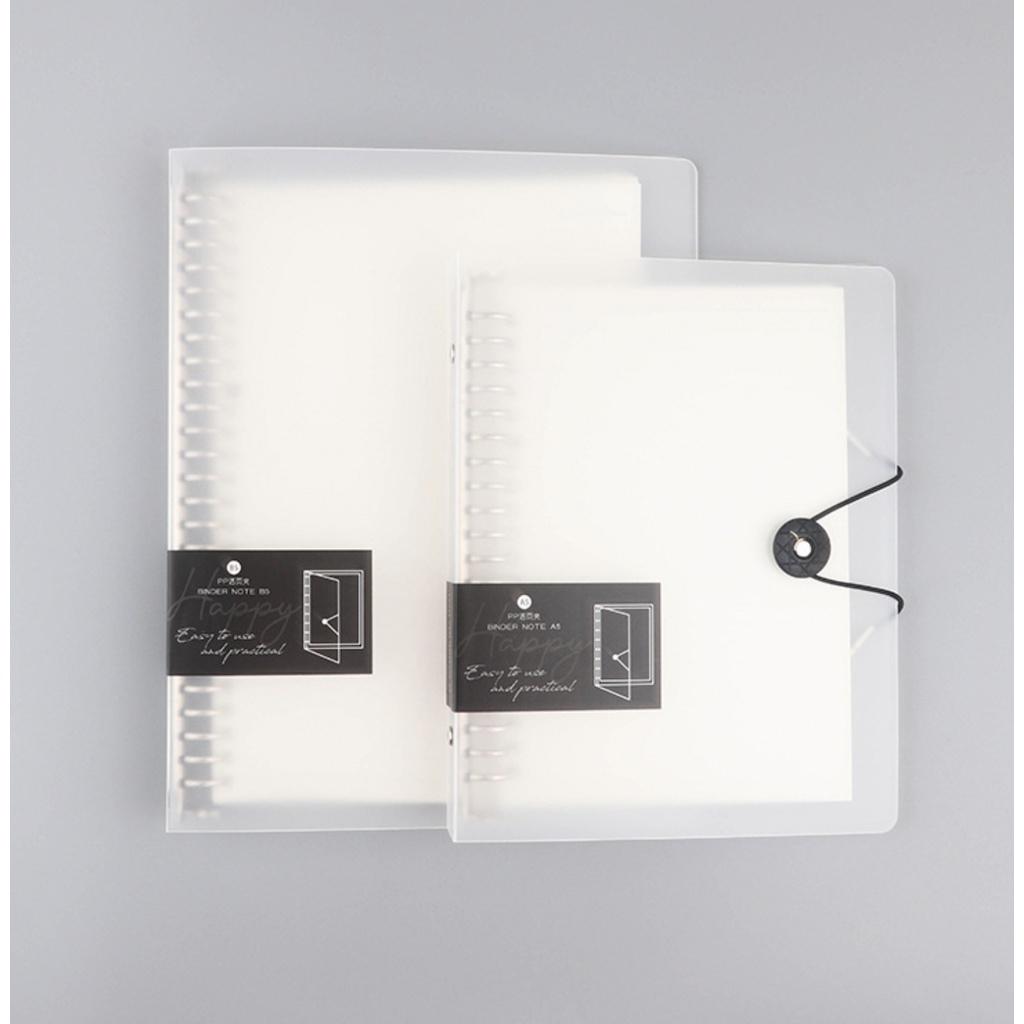 Sổ Còng Binder Trong Suốt - Bìa Planner Còng Lò Xo Inox - Sổ Còng Thay Giấy Được Trắng Đen Trong Suốt A5 B5