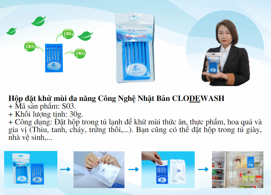 Hộp khử mùi tủ lạnh, tủ giày dép,...(mùi ôi thiu, tanh, mít, sầu riêng) CN Nhật Bản