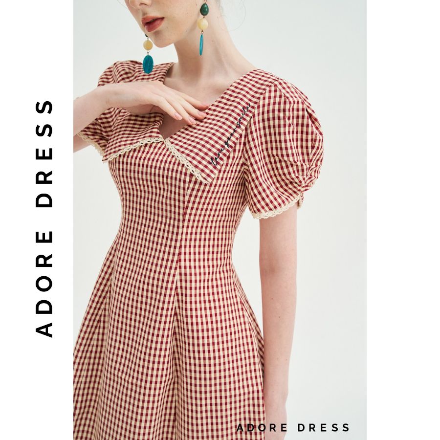 Đầm  Mini dresses casual style thô karo đỏ 311DR1096 ADORE DRESS