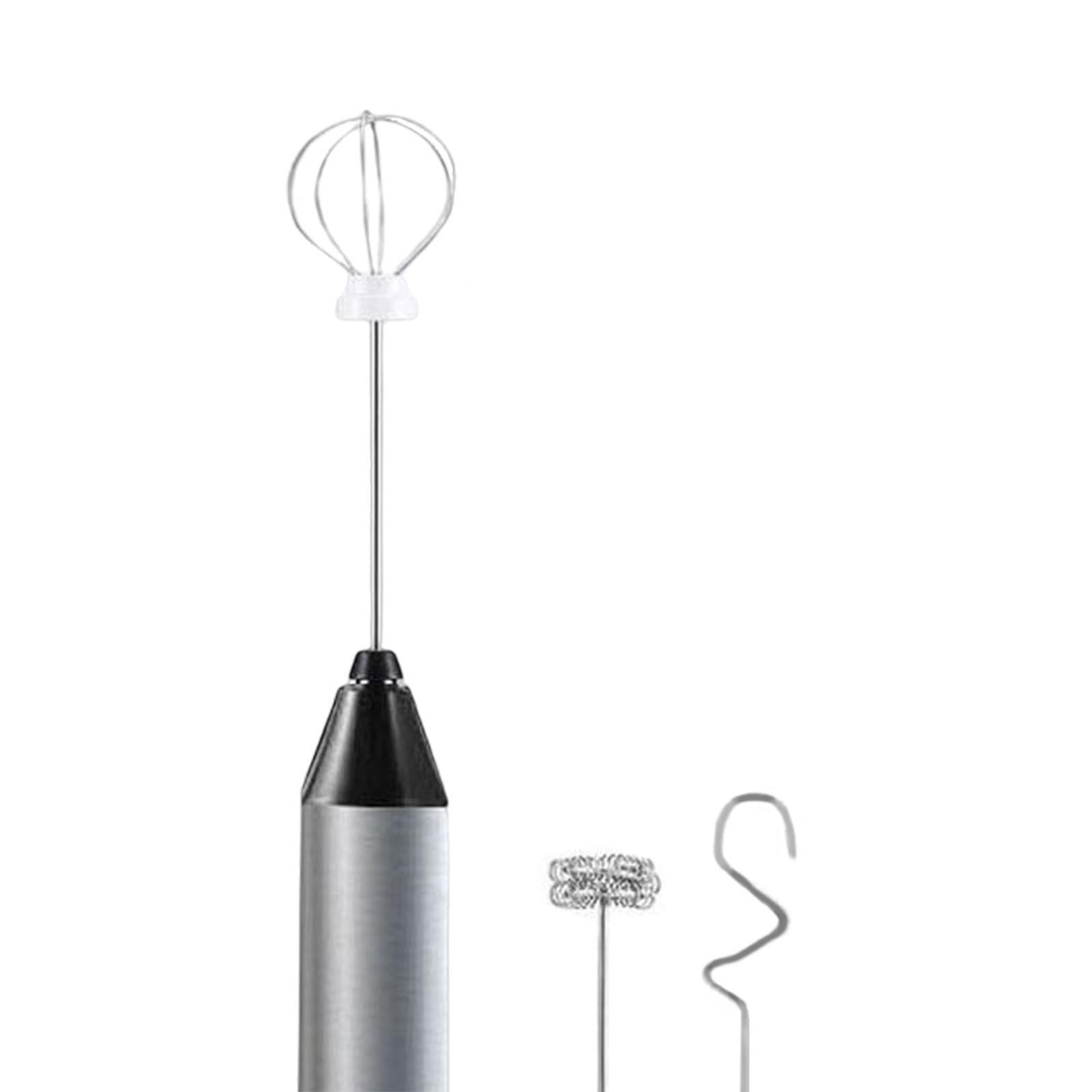 Milk Frother Egg Beater with 3 Stainless Whisks Whisk Coffee for Cappuccino