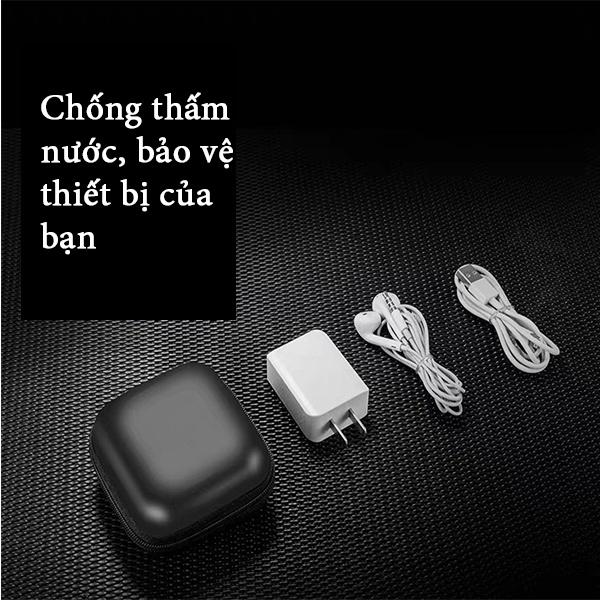 Túi đựng phụ kiện điện tử cáp sạc da PU cao cấp hình vuông 12 x 12 x 5 cm