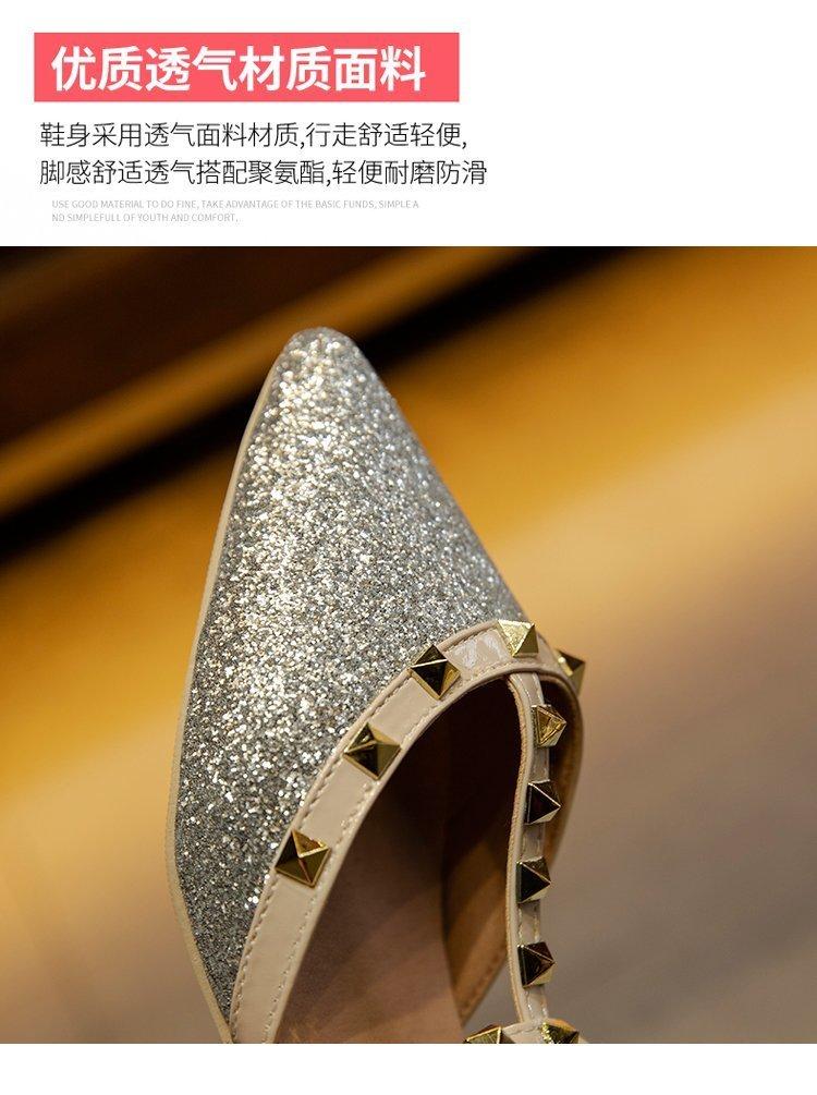 Fashion Spiked Rivet Buckle Low Heel Sandal for Women