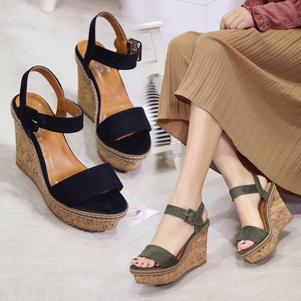 Sandal nữ đế xuồng da lộn 10 phân (mã 1906- sandal xuồng)