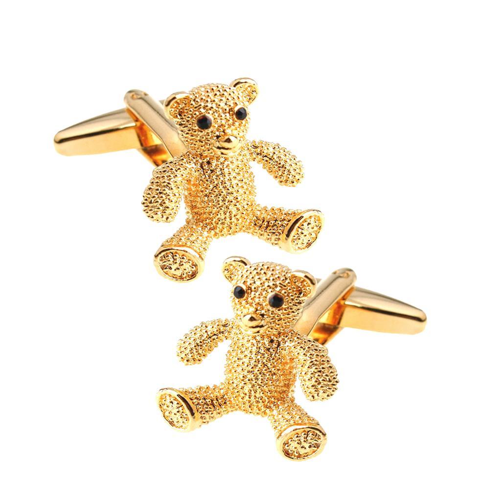 Brass Business Dress Shirt Cuff Links Men's Classic Wedding Bear Cufflinks