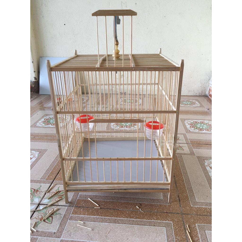 Khung lồng chim ép mộc chào mào tự ráp kèm đủ phụ kiện chất liệu trúc, tre già