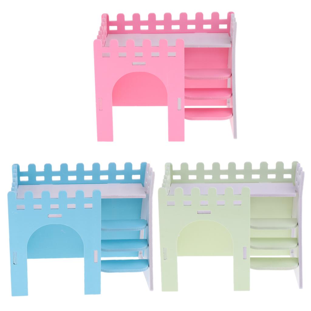 Hamster Guinea Pig House Hideout Playground Exercise Toy With Ladder Pink
