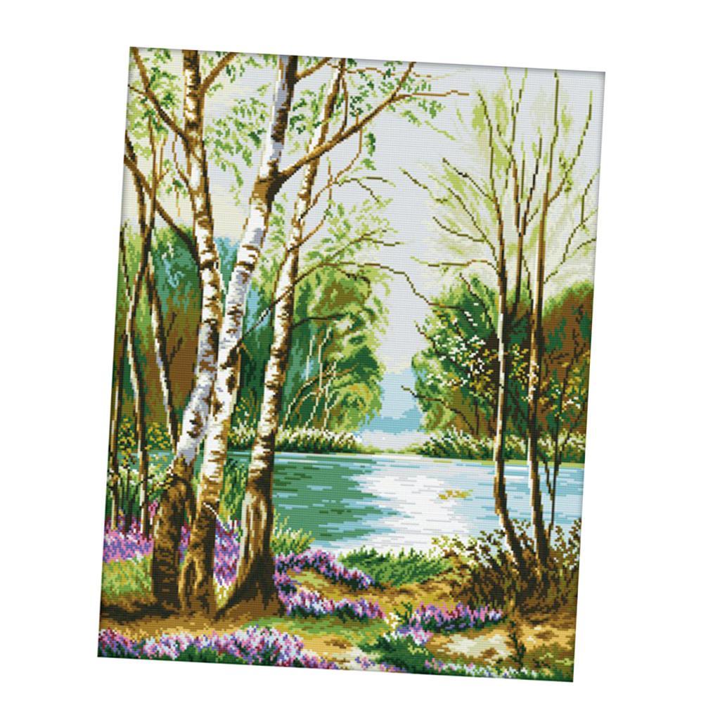 Stamped Cross Stitch Kits 11CT Aida Cloth Embroidery Kits - Forest & Lake