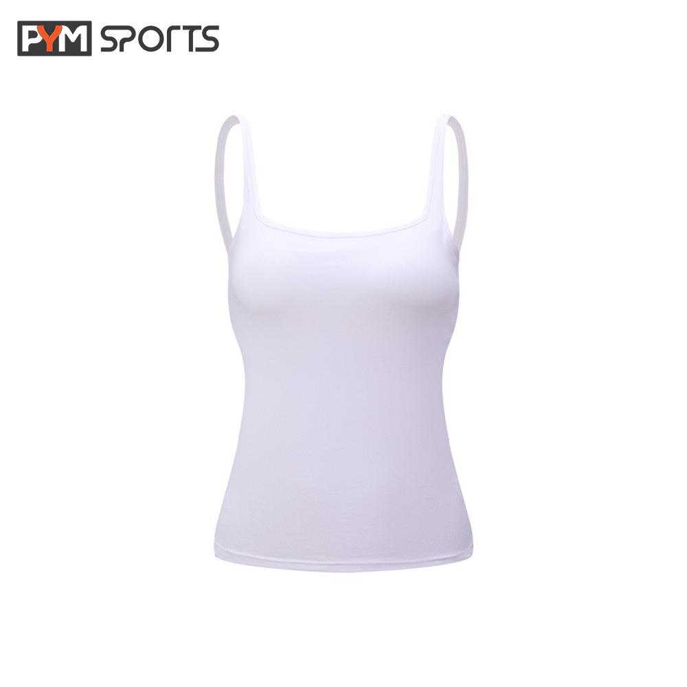 Áo 2 dây cotton liền bra dài tập Yoga - Gym PYMSPORT - PYMBR044 mút may cố định chất thun lạnh co giãn tốt nâng đỡ ngực