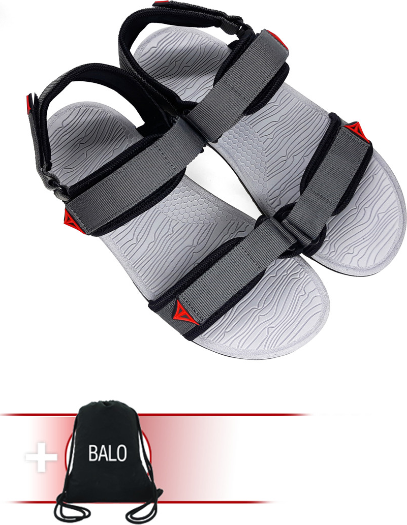 Giày Sandal Việt Thủy Quai Ngang VT01 - Xám - Tặng Kèm Balo Túi Rút