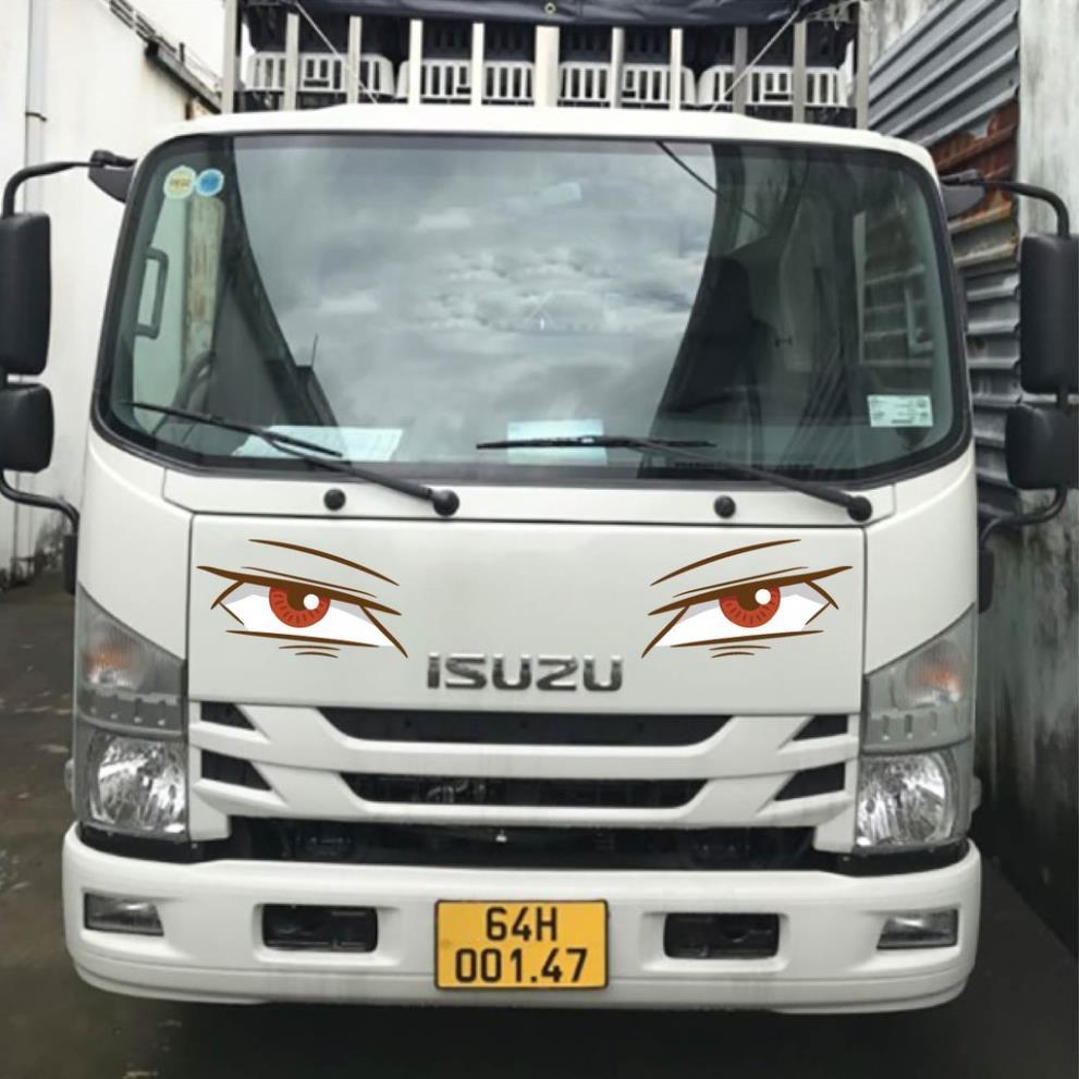 Tem dán sườn xe, decal trang trí đầu xe, tem mắt xe tải Isuzu, tải Fuso, xe Faw SM-13