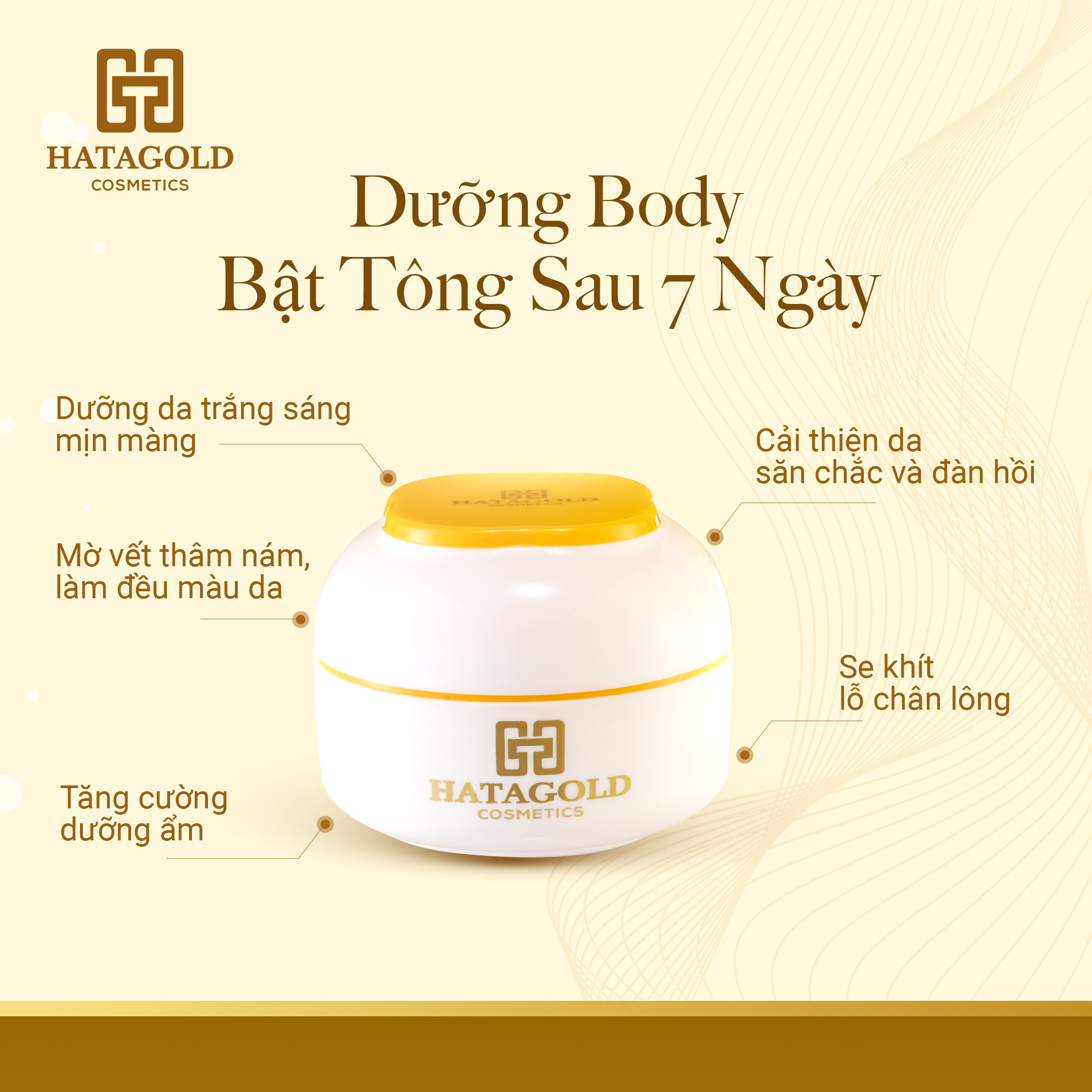 HATAGOLD | Kem Dưỡng Body Bật Tông Sau 7 Ngày - Perfume Gold Whitening Body Cream - KL:250g