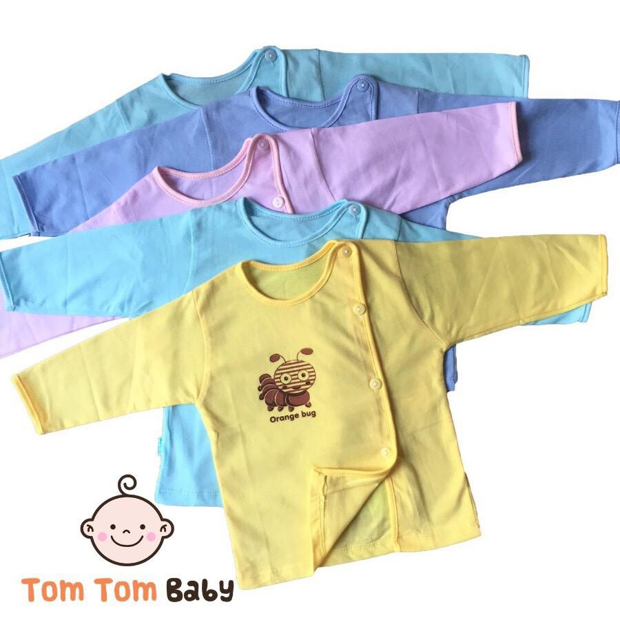 COMBO GIÁ SỈ - Combo 10 áo sơ sinh cotton tay dài màu cài nút lệch Thái Hà Thịnh