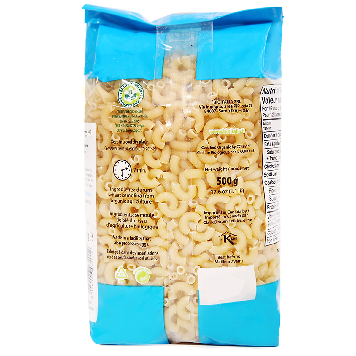 Nui Macaroni Hữu Cơ BioItalia (500g) - Organic Macaroni