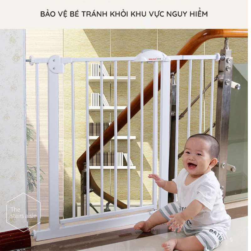 Combo 1 Thanh Chặn Cửa, Cầu Thang Không Cần Khoan Tường Babysafe XY007 & 2 Thanh Nối Dài 45 cm - Tặng 2 Thanh Phụ Kiện Cố Định XY0024 - Hàng nhập khẩu