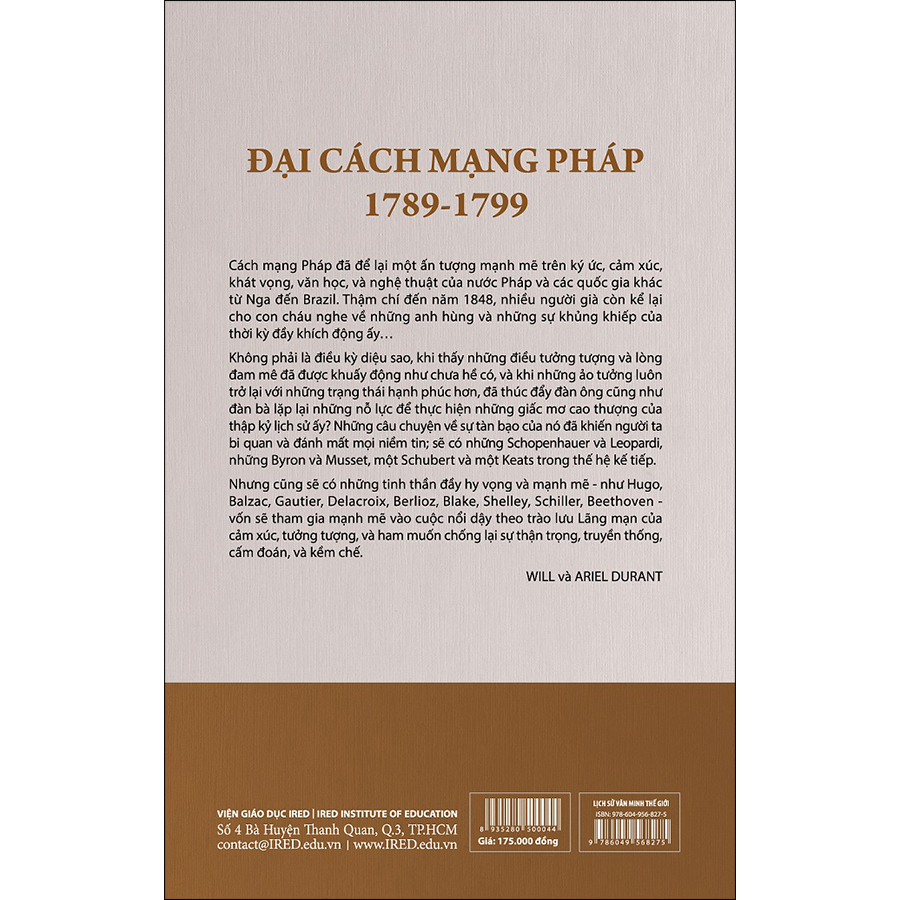 Sách IRED Books - Lịch sử văn minh thế giới phần 11 - Văn minh thời đại Napoléon, t.ập 1 : Đại cách mạng Pháp - Will Durant