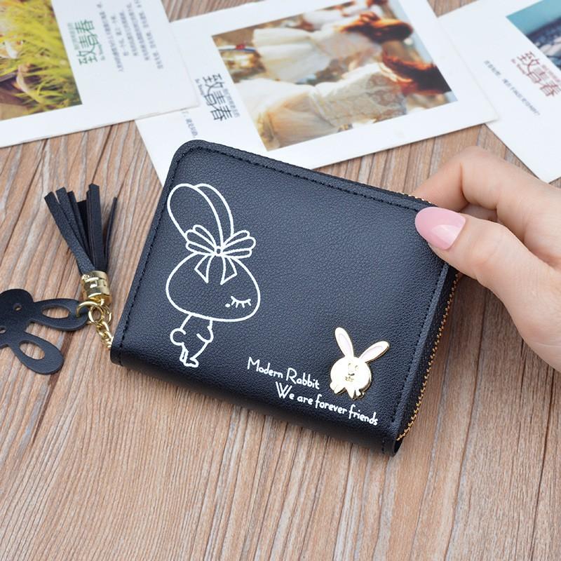 Ví Bóp Nữ Mini Hàn Quốc Da Mềm Họa Tiết Thỏ Đẹp VN15