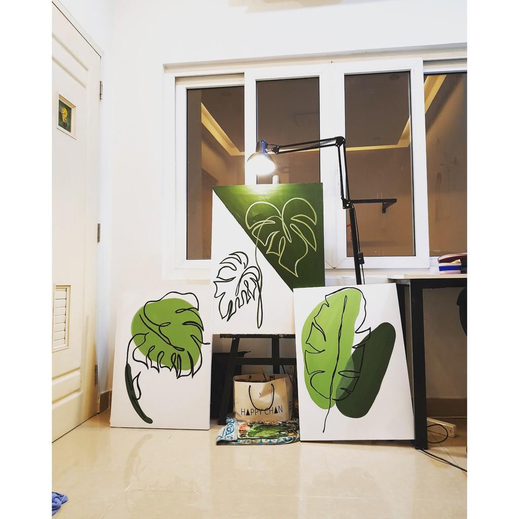 Tranh canvas vẽ tay lá tropical