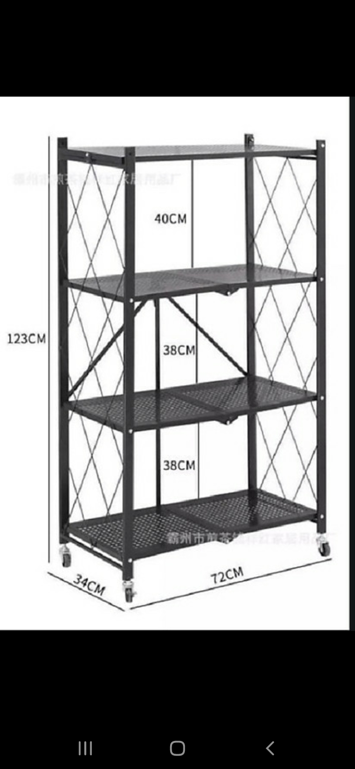 KỆ ĐỂ LÒ VI SÓNG 4 TẦNG GẤP GỌN BẰNG SẮT CÓ BÁNH XE DI CHUYỂN TIỆN LỢI