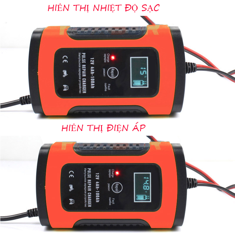 Sạc bình ắc quy 12V tự ngắt khi đầy chức năng bảo dưỡng phục hồi ắc quy bằng khử sunfat chống ngược cực