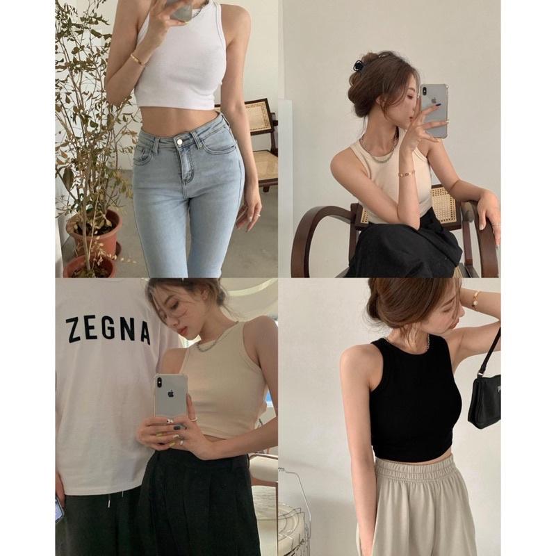 Áo Ba Lỗ Nữ Xuất Khẩu Dáng Croptop Cotton Tăm Siêu Mềm Mịn