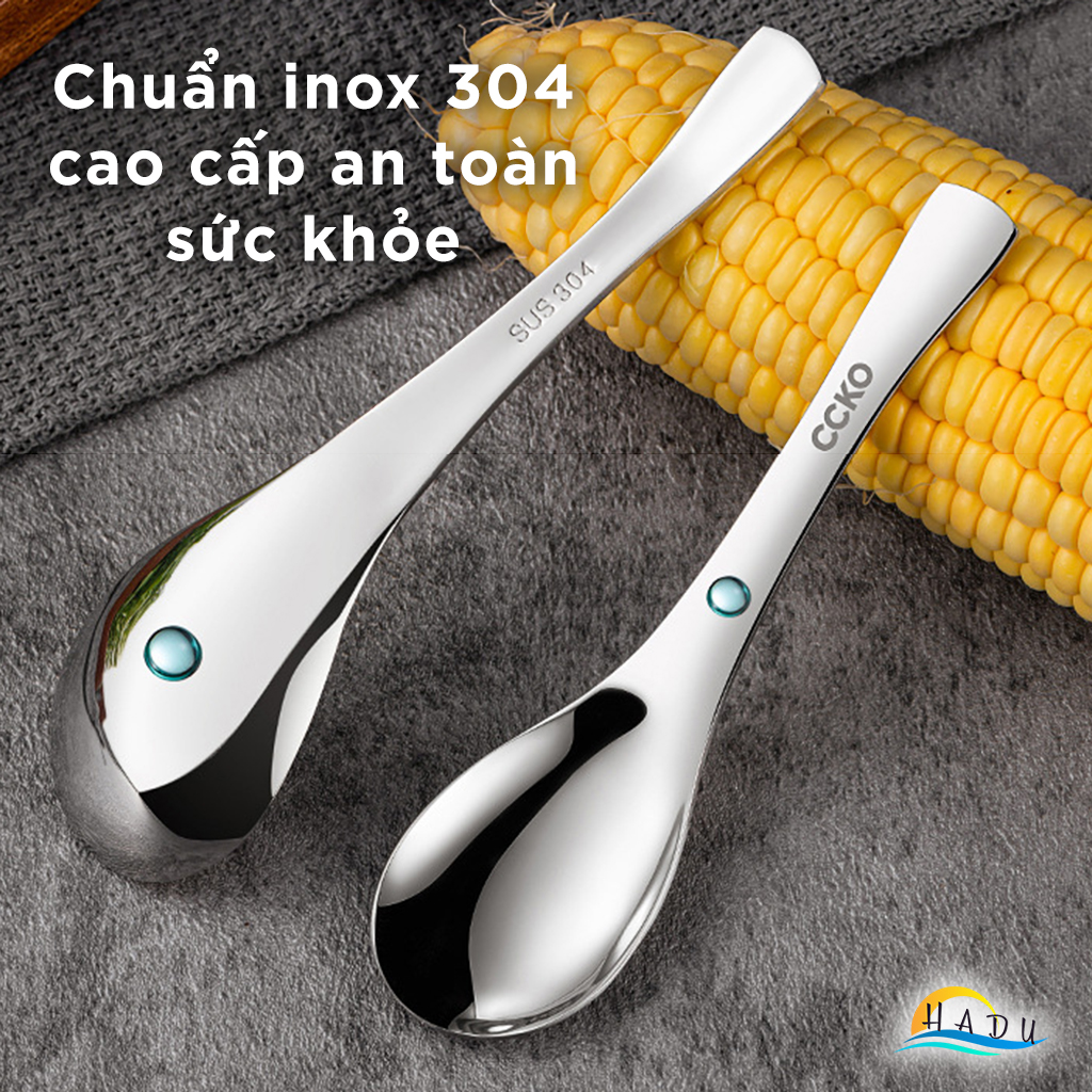 Thìa Muỗng Inox 304 Cao Cấp Ăn Phở Cơm Kiểu Hàn Quốc Đạt Chất Lượng Đức CCKO