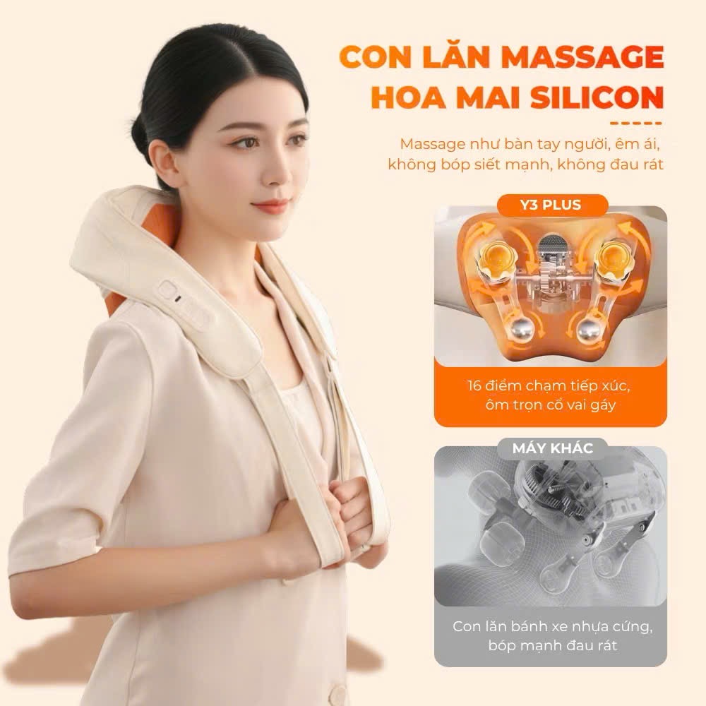 Máy massage cổ vai gáy Y3 Plus chườm ấm hồng ngoại giảm đau nhức thư giãn toàn thân