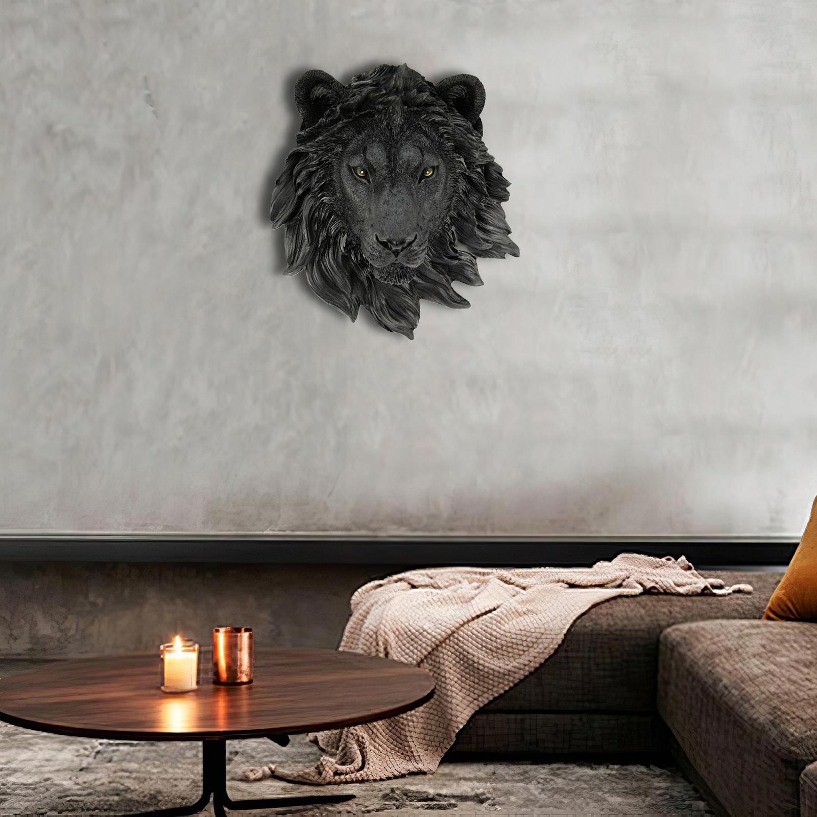 Resin Lion Head Statue, Animal Sculpture Wall Sculpture Wall Mount Gift for Home Decoration Living Room