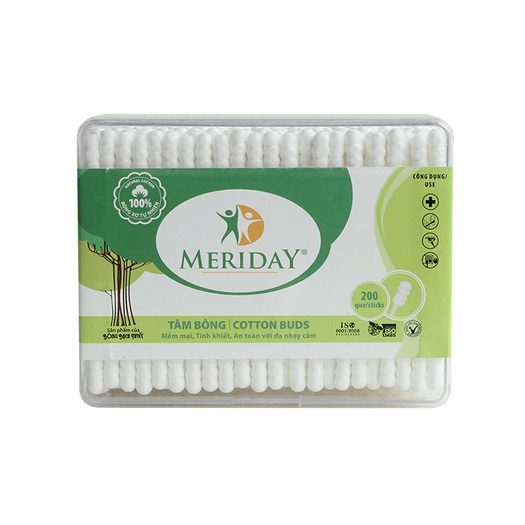 Bộ 5 hộp tăm bông Meriday 2 đầu xoắn