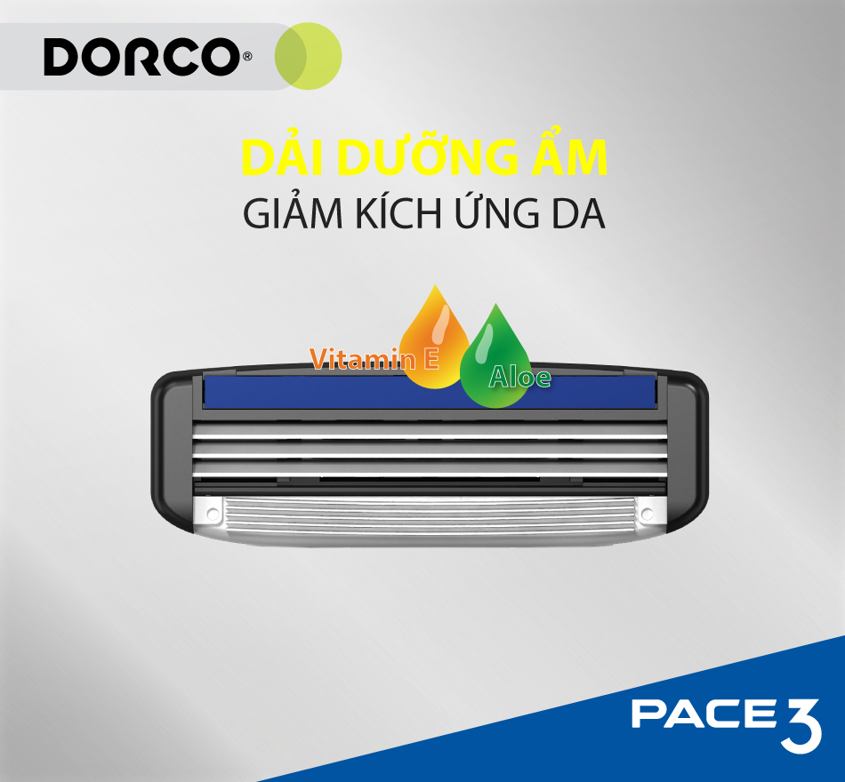 Vỉ 04 Đầu Cạo Râu 3 Lưỡi Dorco Pace 3 TRA 4040-PP