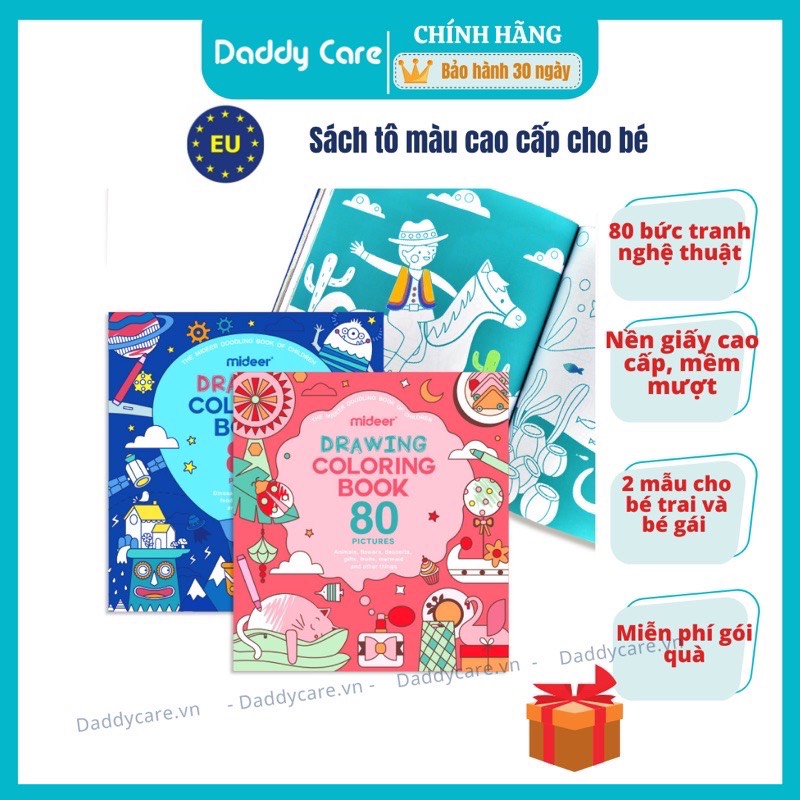 Đồ chơi thủ công 80 bức tranh tô màu cho bé Mideer Drawing Coloring, đồ chơi sáng tạo cho bé 2,3,4,5,6 tuổi