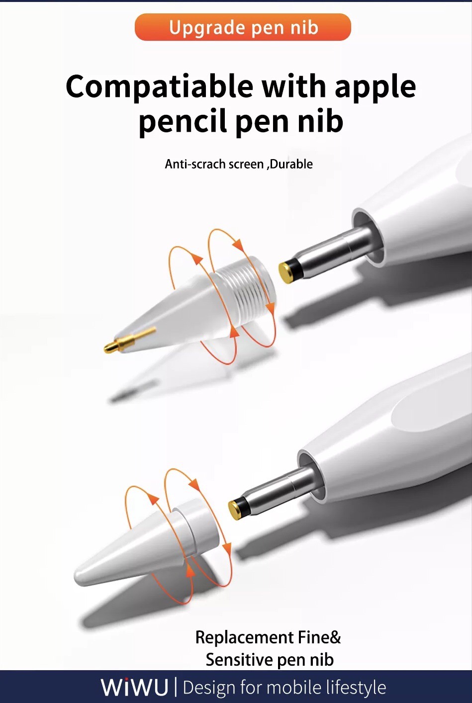 Bút Cảm Ứng Wiwu Pencil W Dành Cho Ipad Sạc Không Dây Từ Tính, Có Chỉ Báo Pin Trên Thân Bút - Hàng Chính Hãng