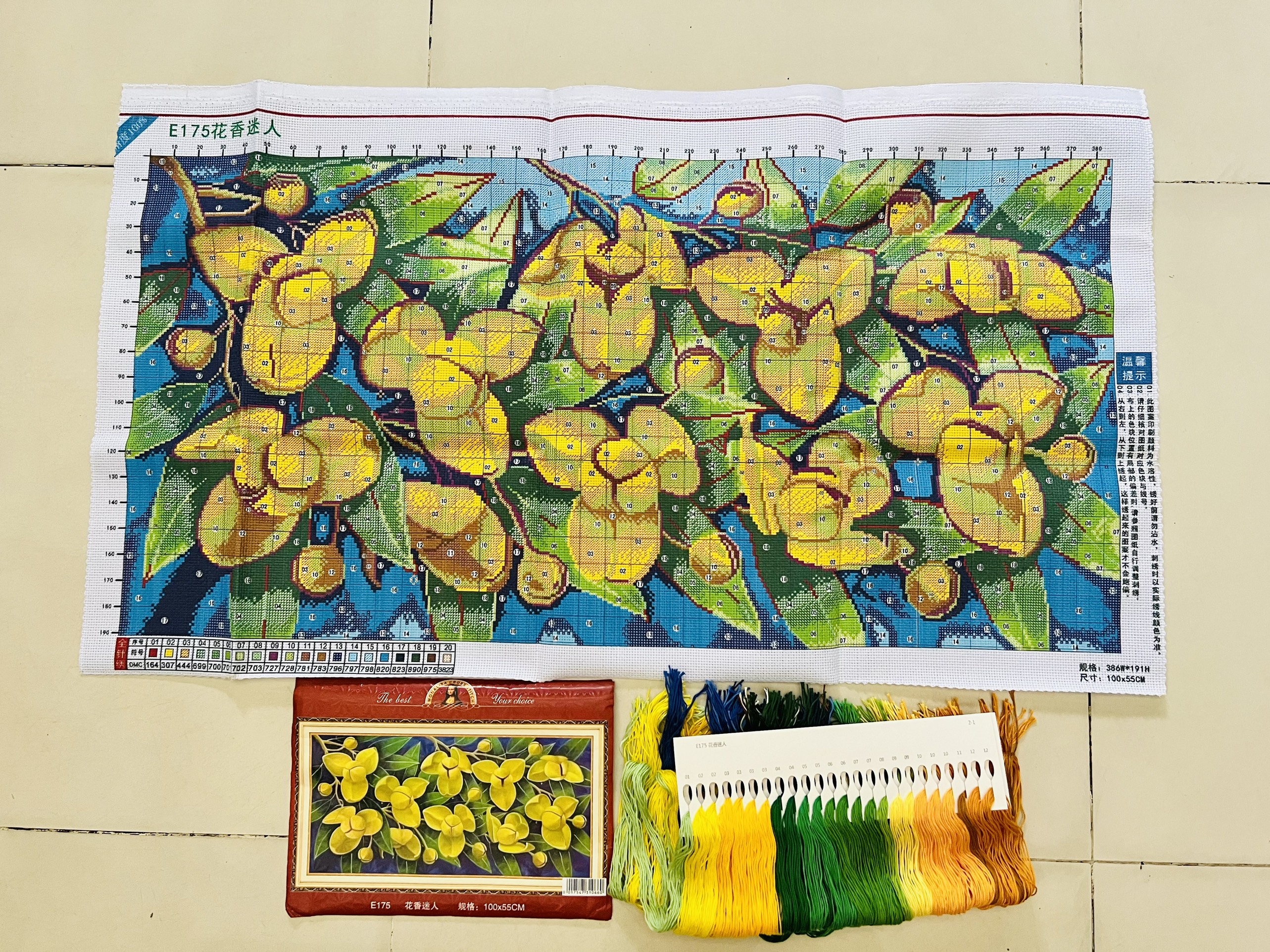 [Thêu kín] Tranh thêu chữ thập Hoa rừng E175, kích thước 100 x 55 cm
