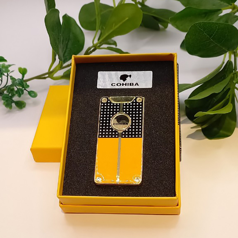 Hột Quẹt Bật Lửa Gas Cohiba COB-180 Khò 2 Tia Đánh Điện Bằng Pin Sạc Nhiều Lần - Nhiều Màu