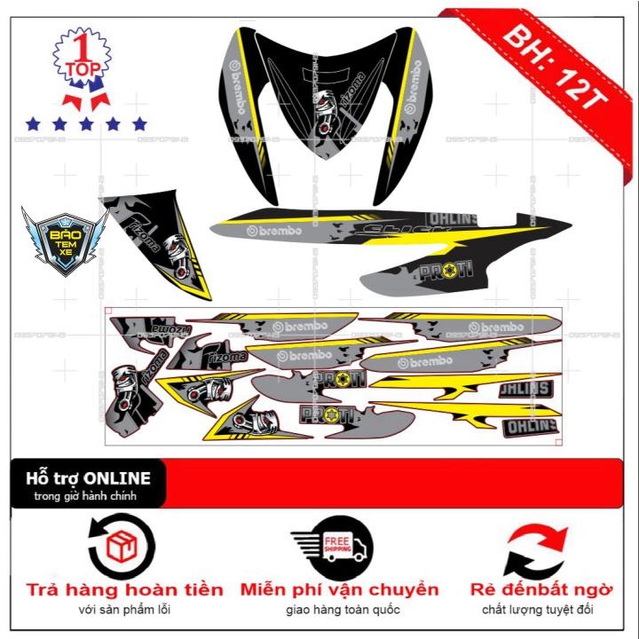 Tem rời dán xe Click 110 pittong dán xe đen - Bi Decal