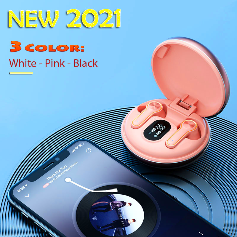 Tai Nghe Bluetooth 5.0 Tws Không Dây Nhét Tai Màn Hình Kỹ Thuật Số Ama H7 Hàng Nhập Khẩu - Hồng