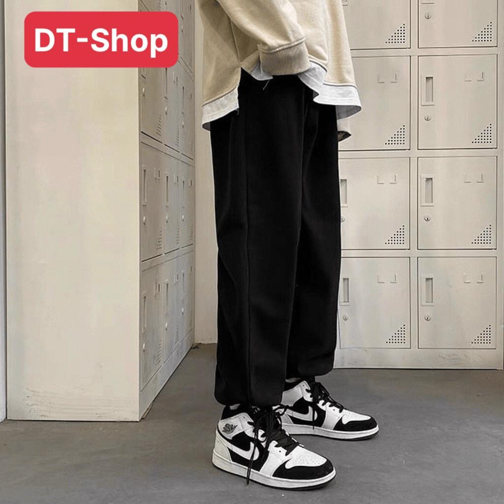 Quần dài ống rộng trơn rút gấu mặc 2 kiểu suông jogger chất nỉ cao cấp Basic Unisex nam nữ mặc nhà đi học chơi du lịch