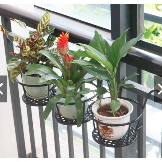 Giá treo hoa, cây cảnh ban công có móc, thích hợp với nhà chung cư biệt thự nhà thành phố màu Đen