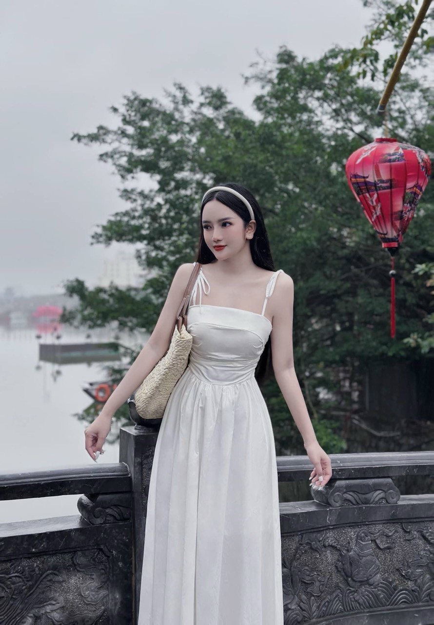 ĐẦM 2 DÂY CỘT NƠ( CÓ MÚT NGỰC) MOCKING THÂN SAU  3 MÀU Y HÌNH