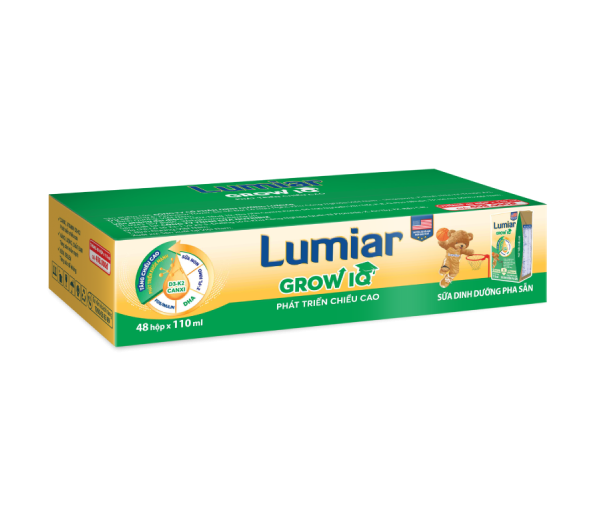 Thùng sữa pha sẵn Lumiar Grow 110ml (48 hộp x 110ml) - Tăng chiều cao tốt, Thông minh khoẻ mạnh