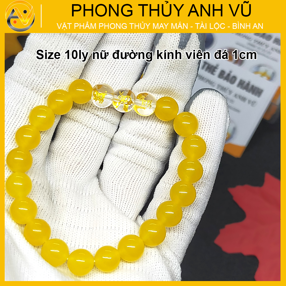 Vòng mã não vàng tam hợp hợi mão mùi đã khai quang - size 8 10ly cho nữ - may mắn tài lộc - Vòng Tam Hợp Anh Vũ