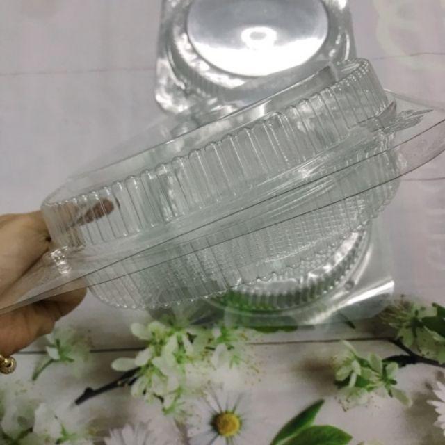 50 Hộp nhựa tròn đựng bánh bông lan - hộp nhựa H26 - Hộp đựng bánh bông lan 16cm