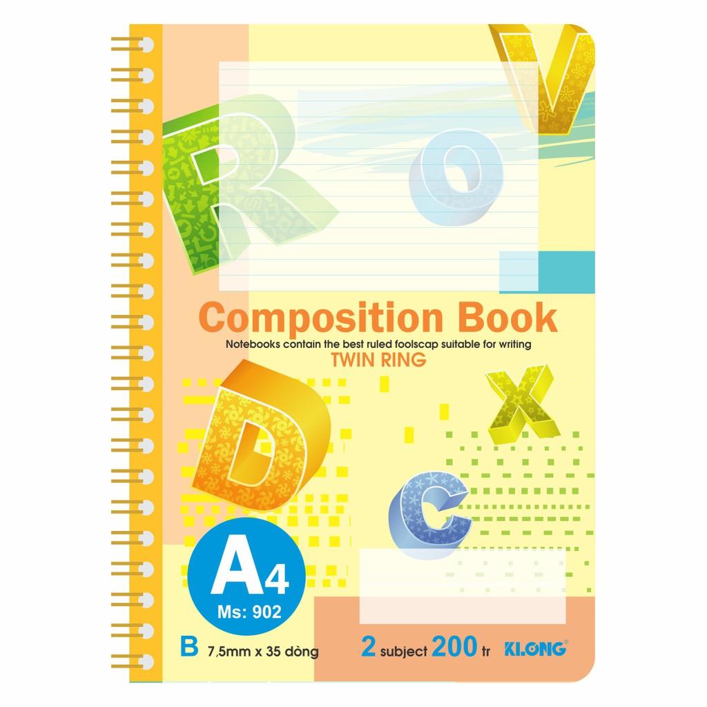 Sổ kẻ ngang lò xo kép A4 200 trang 70/92; MS: 902