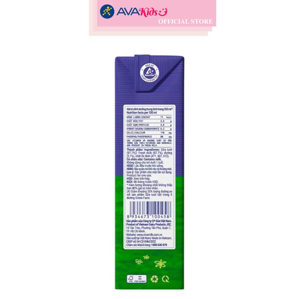 Thùng 48 hộp sữa tươi tiệt trùng Vinamilk Green Farm rất ít đường 180 ml (từ 1 tuổi)