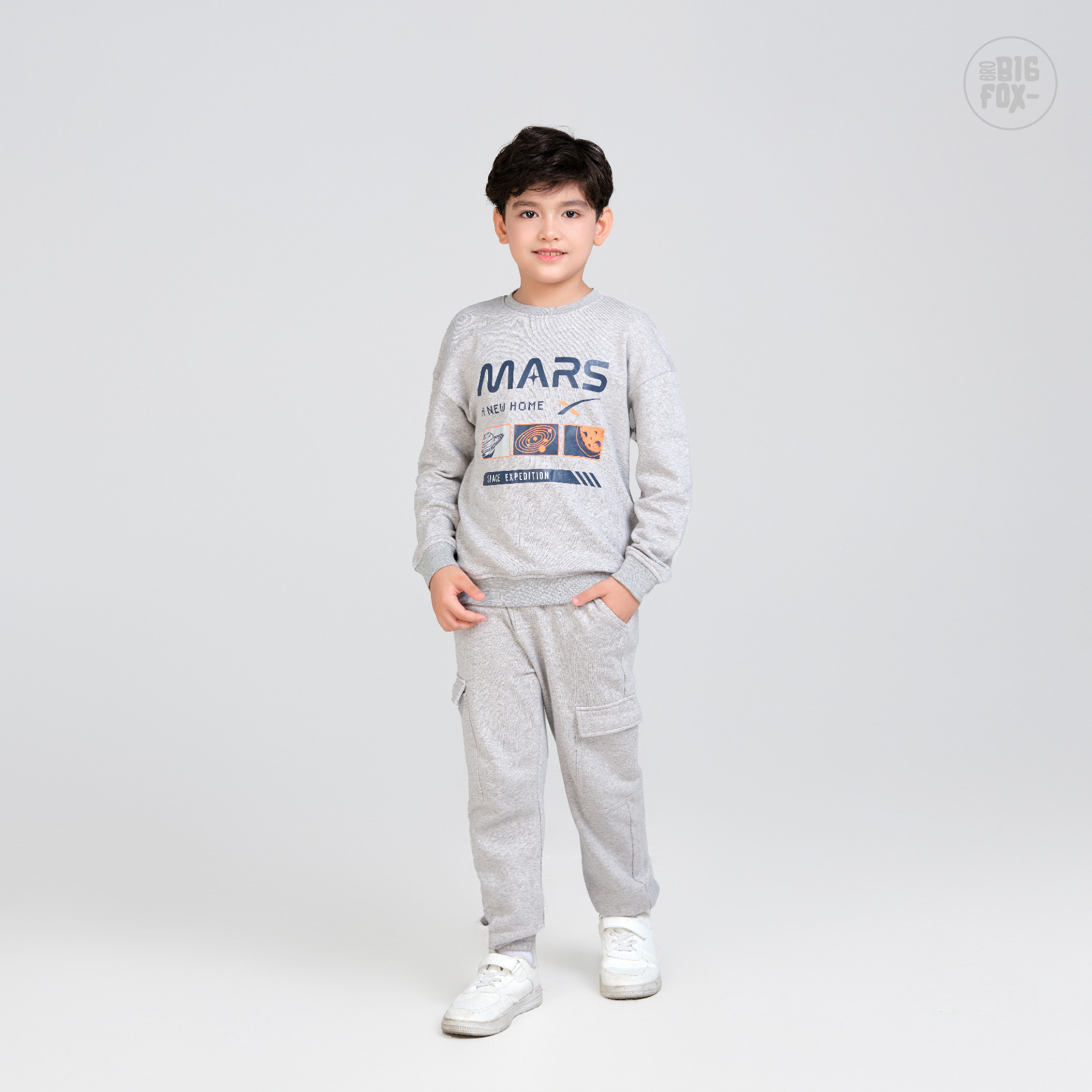 Bộ quần áo thu đông cho bé trai Bigfox Miss Meow size đại mặc nhà vải nỉ dày dặn cỡ trẻ em 7-15 tuổi