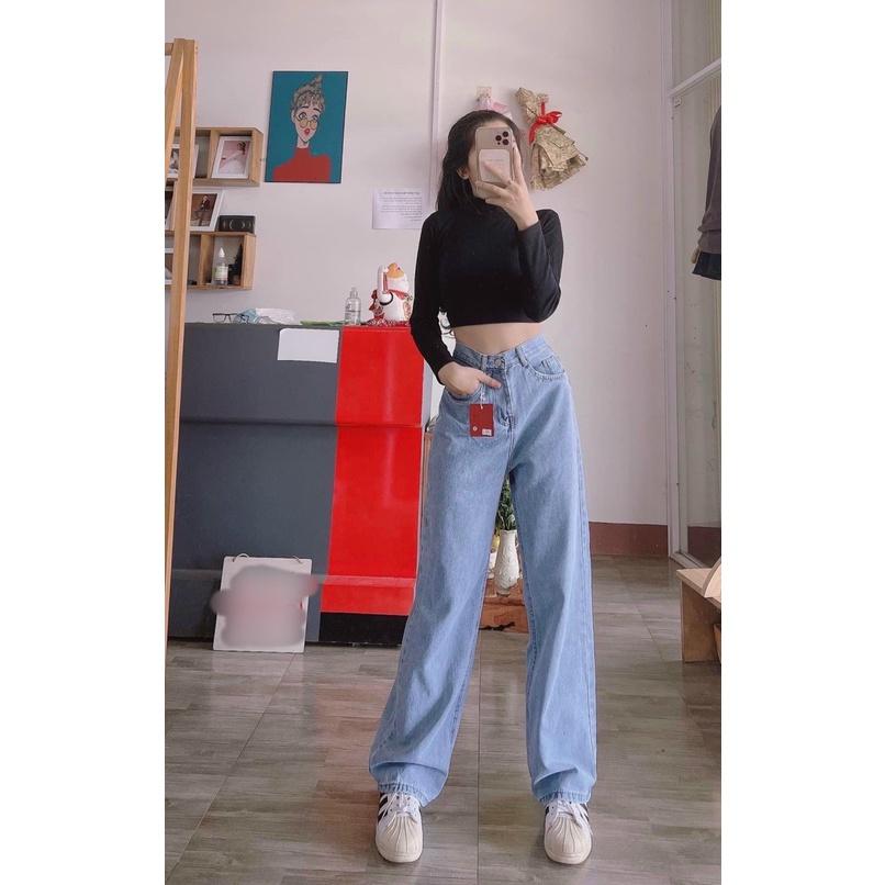 Quần Jeans Nữ Lưng Cao Dáng Suông Ống Rộng Simple Jeans Ulzzang Cực Chất - QJ001