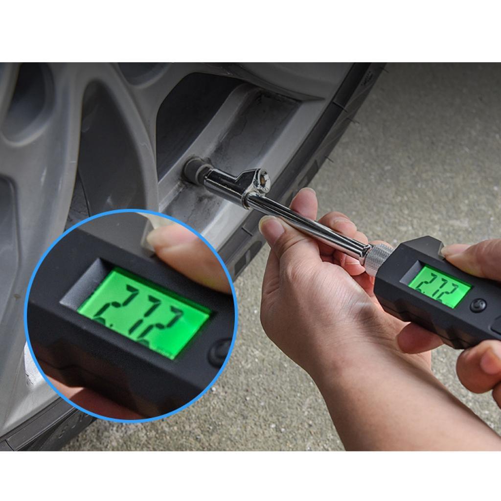 2x 0-16 Bar Dual Head Digital Tire Pressure Gauge Stainless Steel for Trucks