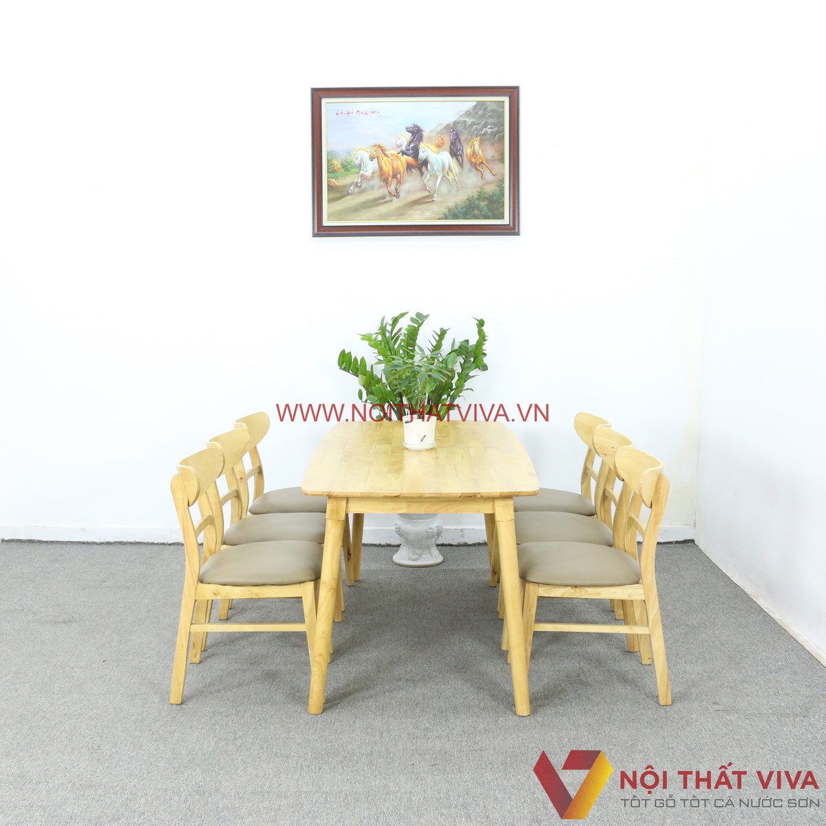 Bộ Bàn Ăn Mango 6 Ghế Gỗ Cao Su Tự Nhiên Gọn Đẹp Giá Rẻ