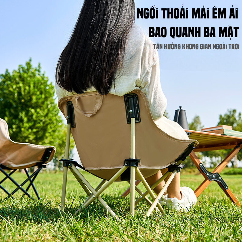 Ghế cắm trại mặt trăng, Ghế gấp gọn đa năng Suncojia ,vải Oxford bền đẹp,thép cacbon chịu lực 200kg