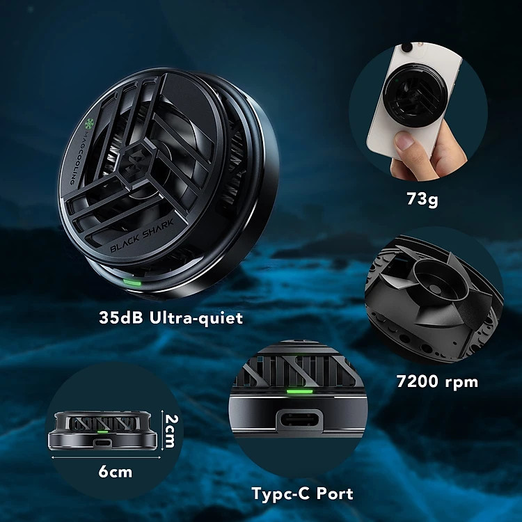 Vinetteam quạt tản nhiệt điện thoại Black Shark Magnetic Cooler phiên bản từ tính lực hút 15N giảm nhiệt lên tới 23℃ - hàng nhập khẩu