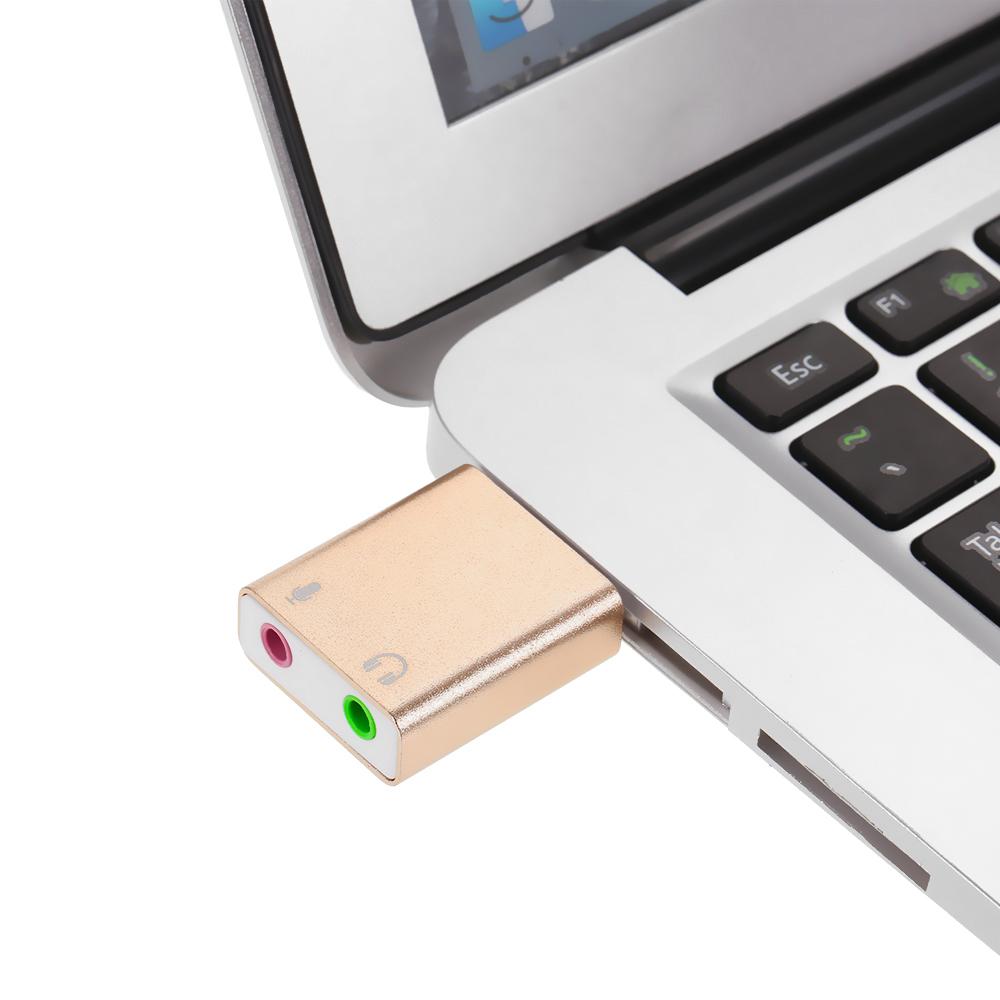 Aluminum alloy USB External Stereo Sound Adapter USB Audio Sound Card Virtual 7.1 Microphone Converter with 3.5mm Jack